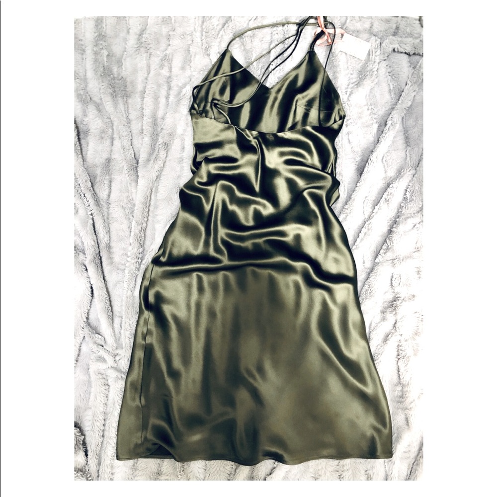 Deep Olive Green silk dress